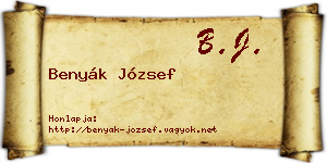 Benyák József névjegykártya